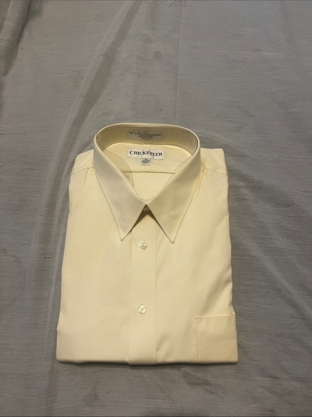 Cricketeer Men's Cream Dress Shirt - Classic Point Collar Size 18 34/35 Big